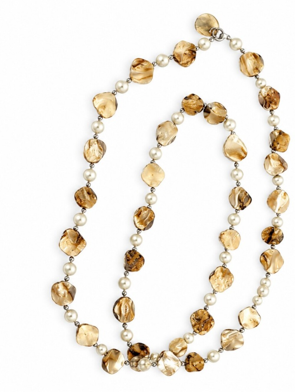 Mother of Pearl & Faux Pearl Long Opera Length Necklace Chain Boho MOP